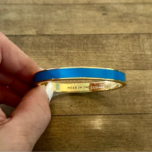 Kate Spade Blue Enamel “Head in the Clouds” Hinged Bangle Bracelet - Picture 2 of 14